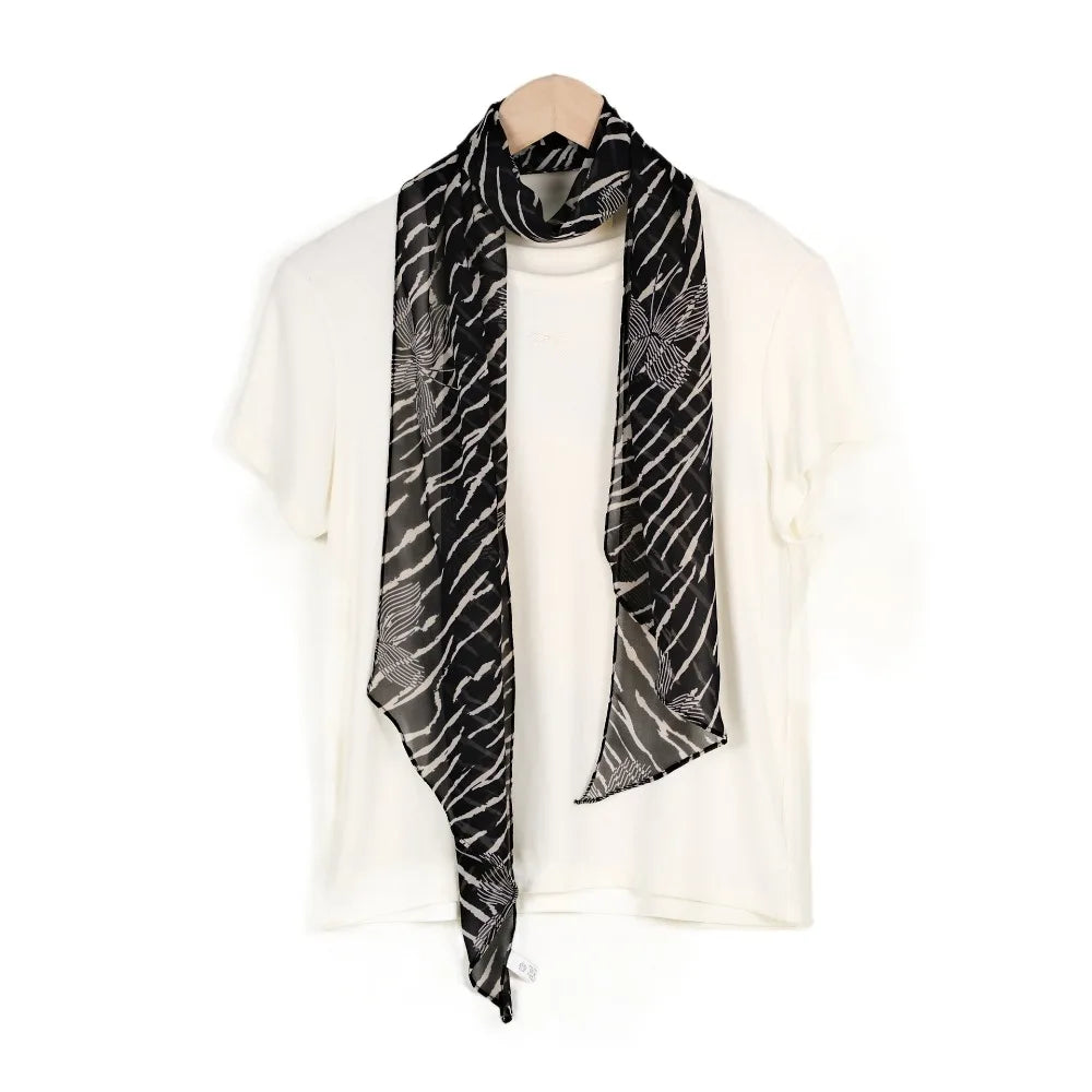 Retro Ribbon Leopard Print Scarf Flower Dressing Decoration Scarf Headband French Style Thin Long Scarves Spring Summer Qme Style B