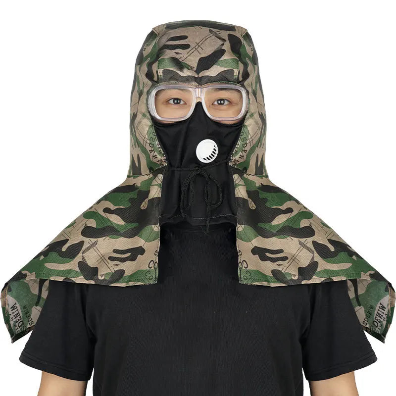 2pcs Breathable dust-proof hood, mask with shawl, loader, labor insurance work cape, unisex, anti-ash and anti-dust Qme Yellow Black