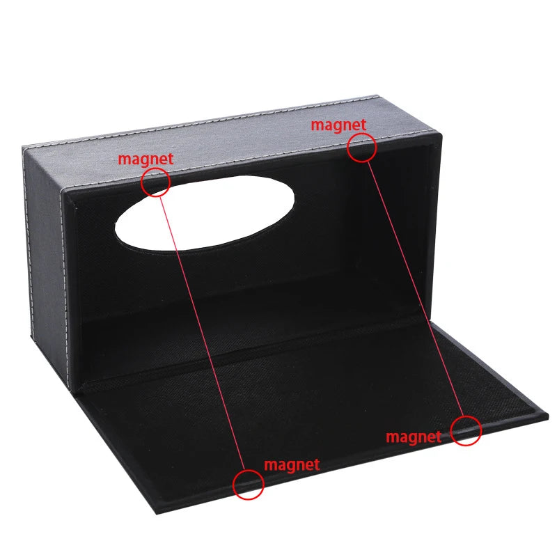 Household Tissue Storage Box Leather Car Paper Dispenser Container Qme