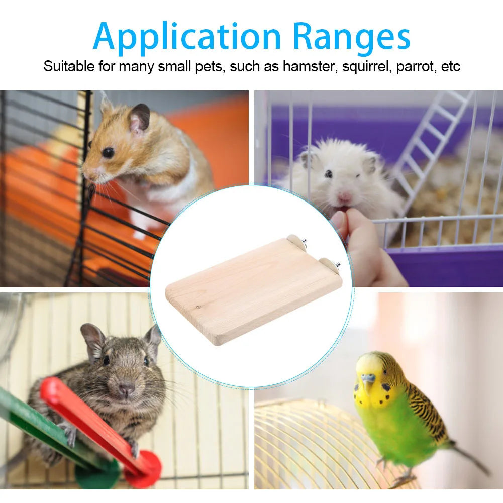 Small Pet Wooden Platform Toy Natural Wood Jumping Climbing Springboard Stand for Hamster Guinea Pig Cage Accessories Qme
