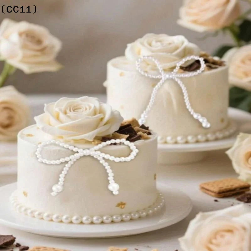 5 Pearl Bow Cake Decoration Suitable Single Party Birthday Baptism Qme
