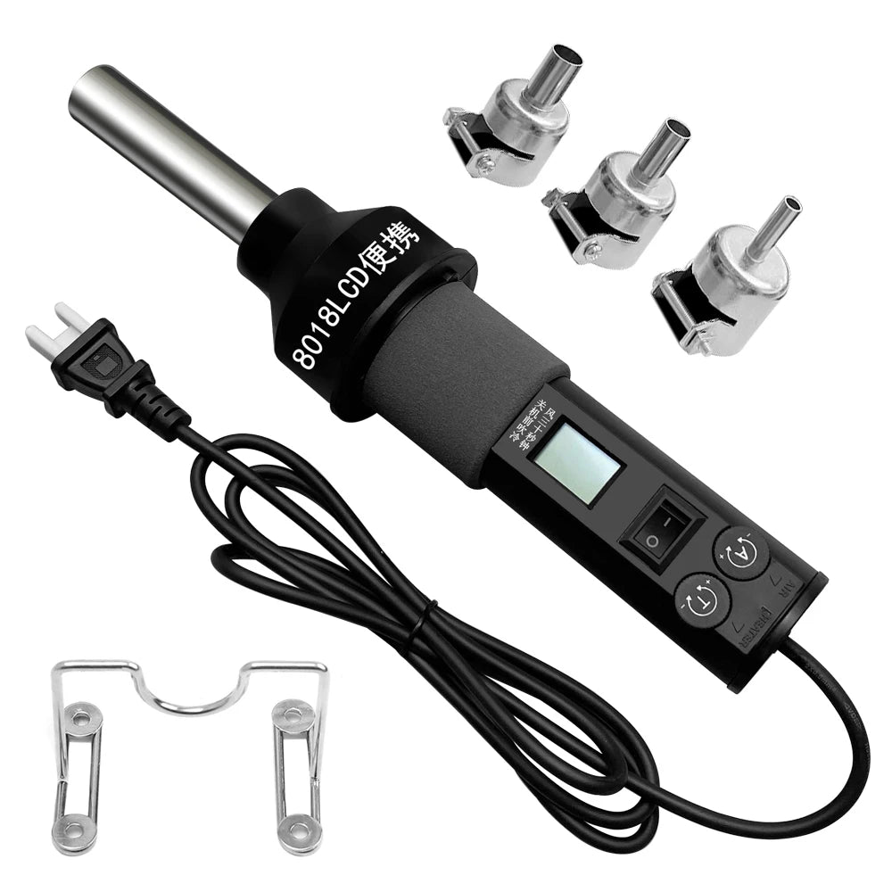 110V 220V LCD Digital Heat Air Gun Desoldering Soldering Station Qme