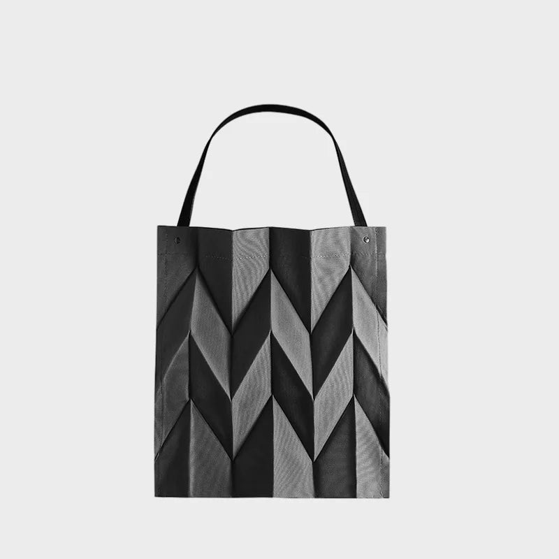 Hevron Pattern Foldable Tote Bag Lightweight Vegan Leather Crossbody Qme