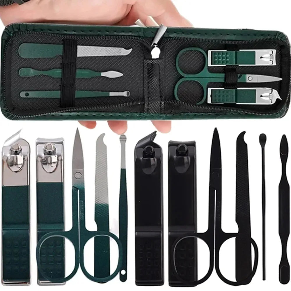 Green Black Stainless Steel Manicure Portable Nail Clippers File Qme