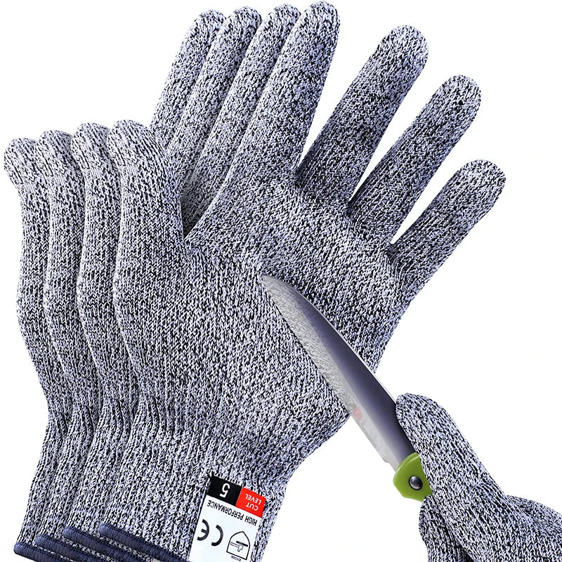 1 Pair Cut Resistant Gloves Food Grade Safety Cutting Level 5 Qme