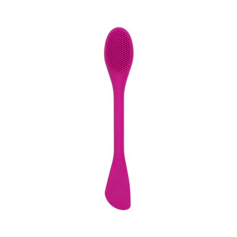 1PC Double Headed Silicone Face Cleansing Scrubber Brush Facial Mask Brushes Applicator for Women Face Makeup Brush Skin Care Qme Rose Red