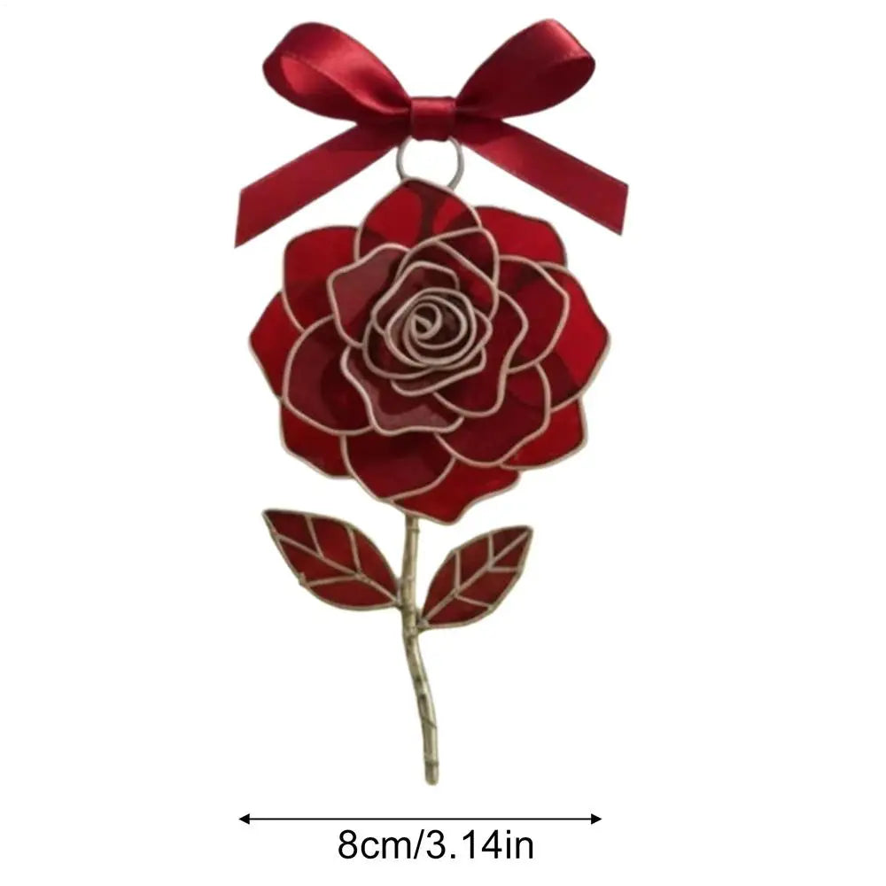 Flower Suncatcher Acrylic Metal Flower Pendant Stained Suncatcher Hanging Ornaments for Wall Balcony Garden Porch Living Room Qme CN A