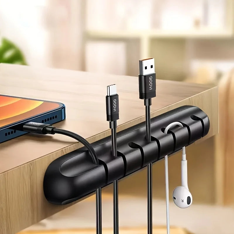 1 Multifunctional Desktop Tidy Cable Fixing Hub Living Tool Organizer Qme black