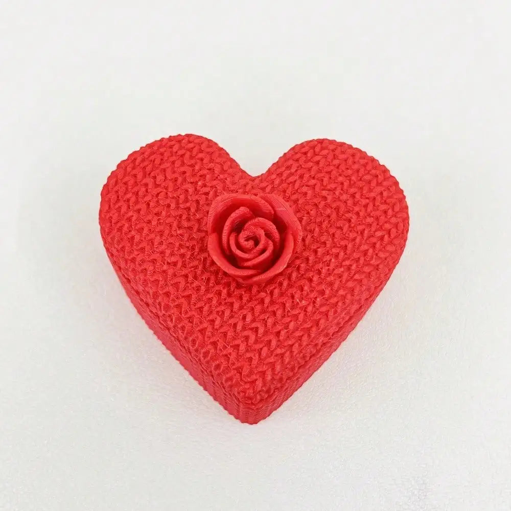 3D Printed Love Storage Box Flower Lid Beautifully Shaped Can Be Used Qme red 5x5x5cm