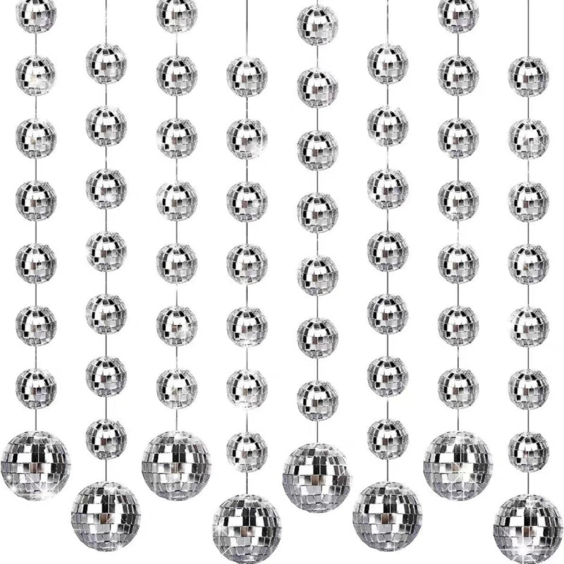 Metallic Disco Ball String Hanging Ornaments Reflective Ceiling D0LD Qme