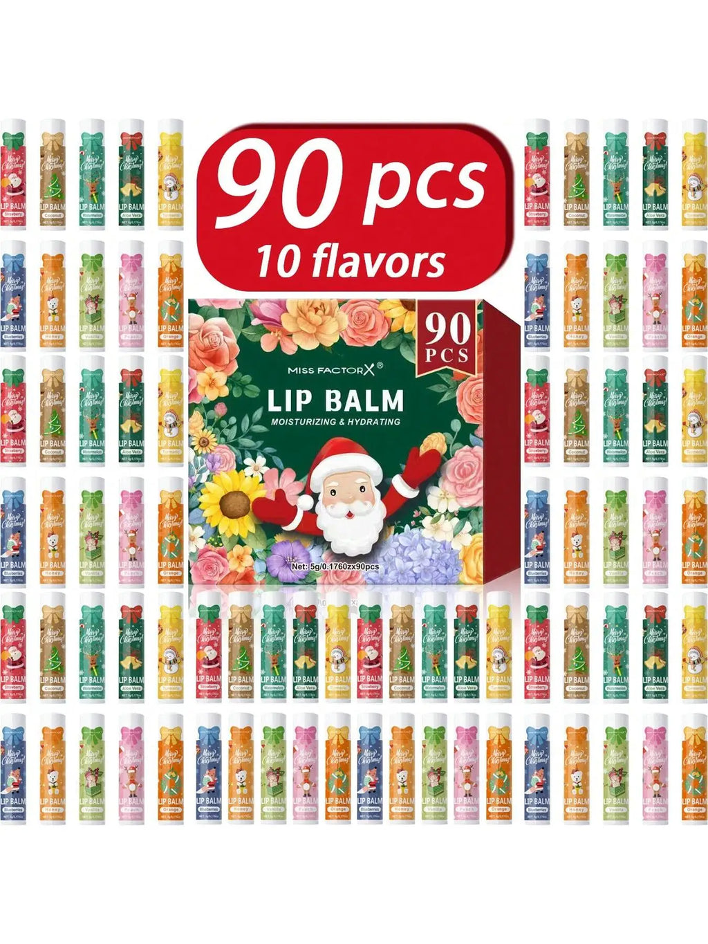 90 pieces/box 10 scented lipstick set Christmas set Moisturizing lips deep moisturizing Christmas gift Qme
