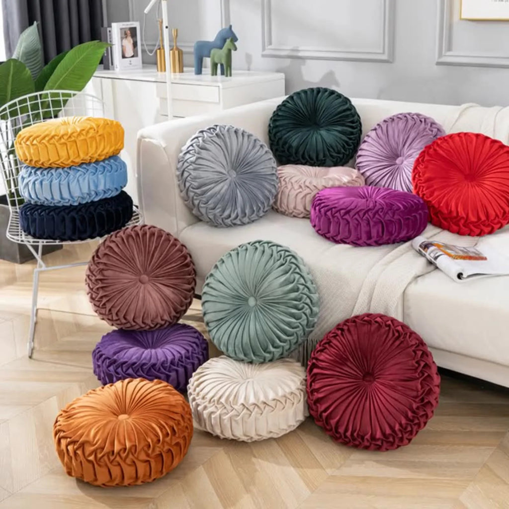 35cm Round Shaped Pillow Solid Color Drifting Window Tatami Cushion Thickened Soft and Comfortable Chair Cushion Home Sofa Decor Qme