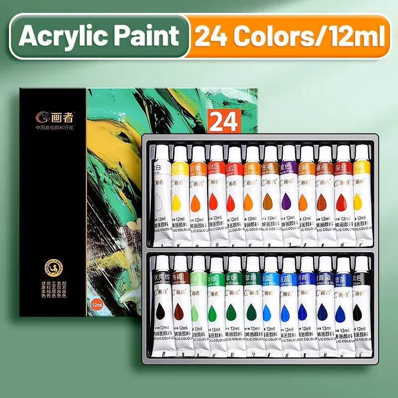36/24/18/12 Colors 12ML Acrylic Paint Painting Set, Waterproof Painting Dye, for Art Students Beginners DIY Hand-painted Paint Qme 24 Colors - 12ml
