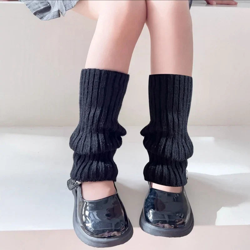 Sweet Girls Candy Color Korean Kids Leg Warmers Knitted Foot Cover Children Solid Autumn Winter Elastic Versatile Elephant Socks Qme