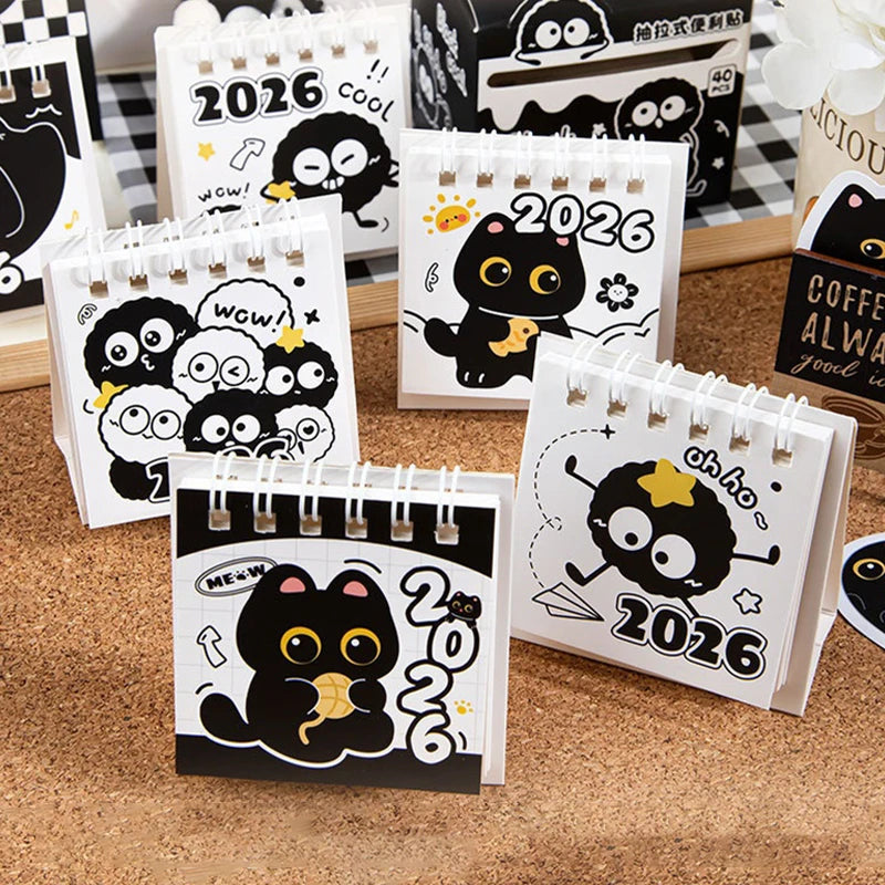Random Mini 2026 Calendar Portable Cute Cat Office School Supplies Qme