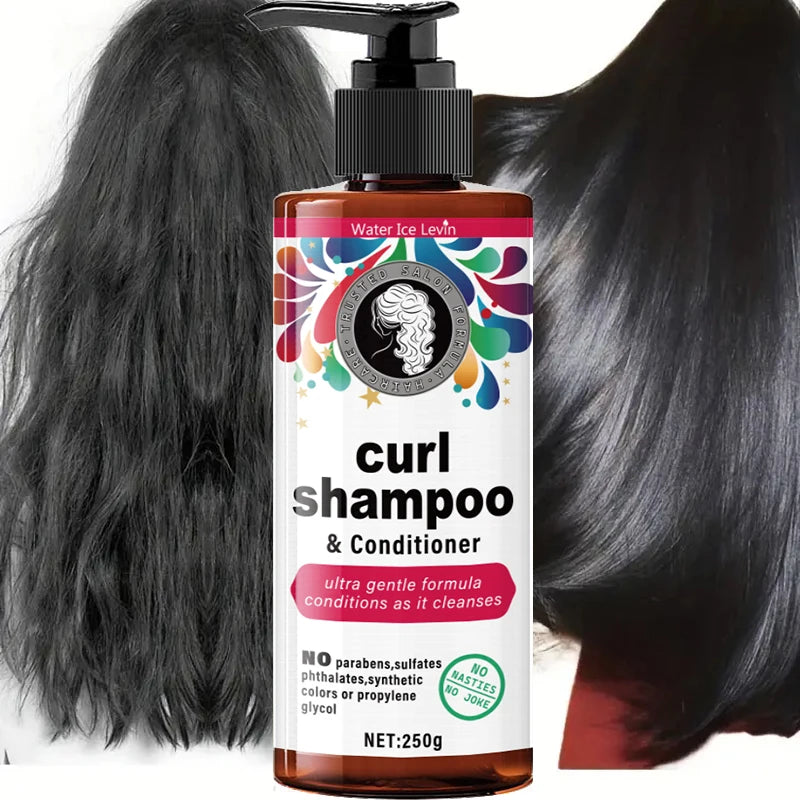 250g Curly Hair Shampoo and Conditioner - Ultra Gentle, Moisturizing Formula, Suitable for Voluminous, Light, and Natural Hair, Promotes Vitality, Contains Glycerin, Unisex, for Normal Hair Types Qme
