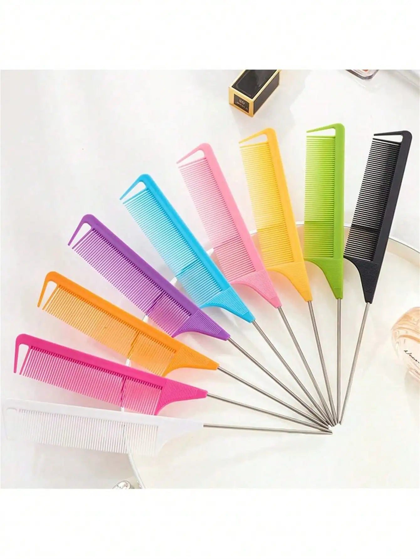 Hair Dyeing Zone Comb Stainless Steel Pointed Tail Anti Slip Qme
