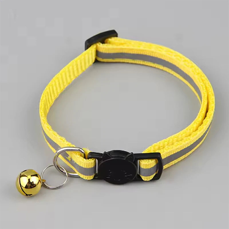 Reflective Split Type Cat Collar Colored Cat Collar Pet Kitten Product Suitable for Cats to Wear When Going Out Qme Yellow 1pcs