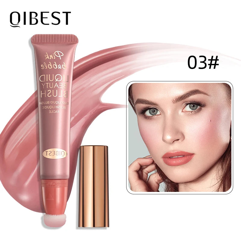 QIBEST Liquid Contour With Cushion Applicator Highlight Shimmer Natural Soft Moisturizing Cream Liquid Blush For Cheek Cosmetics Qme Liquid Blush 3 China Mainland
