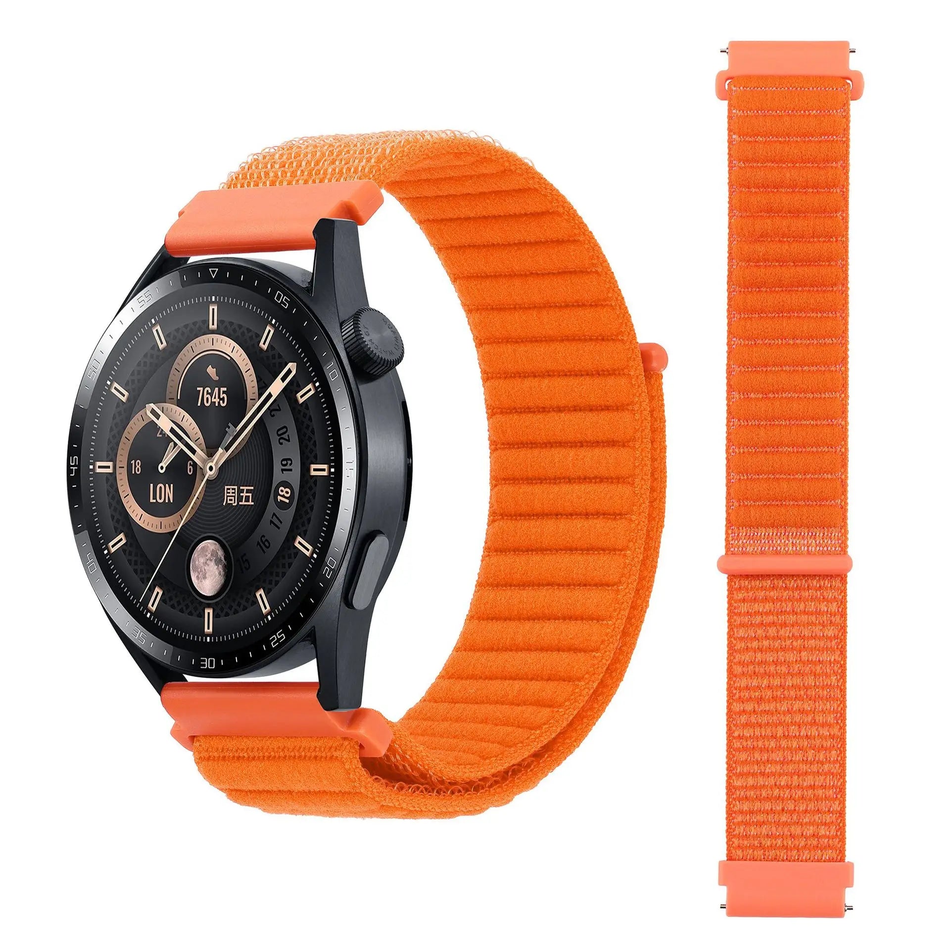 A The new Velcro breathable Unisex Replacement unisex nylon strap For Samsung Garmin and Huawei watches Qme orange 20mm