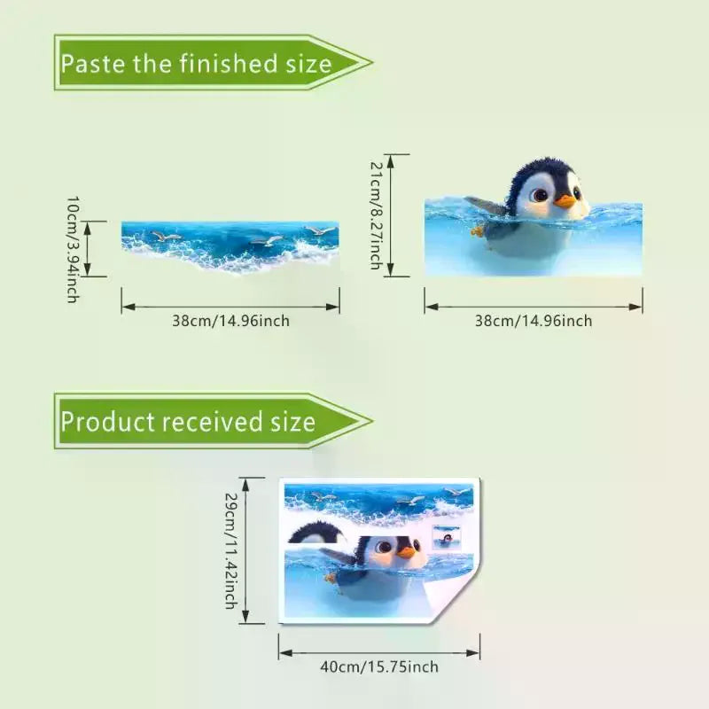 Creative Self-adhesive Cute Penguin Toilet Stickers Waterproof Bathroom Decals Decoration Qme