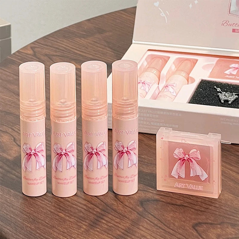 Art Value Butterfly Dance Box Four Lip Glaze Blush Necklace Mud Qme