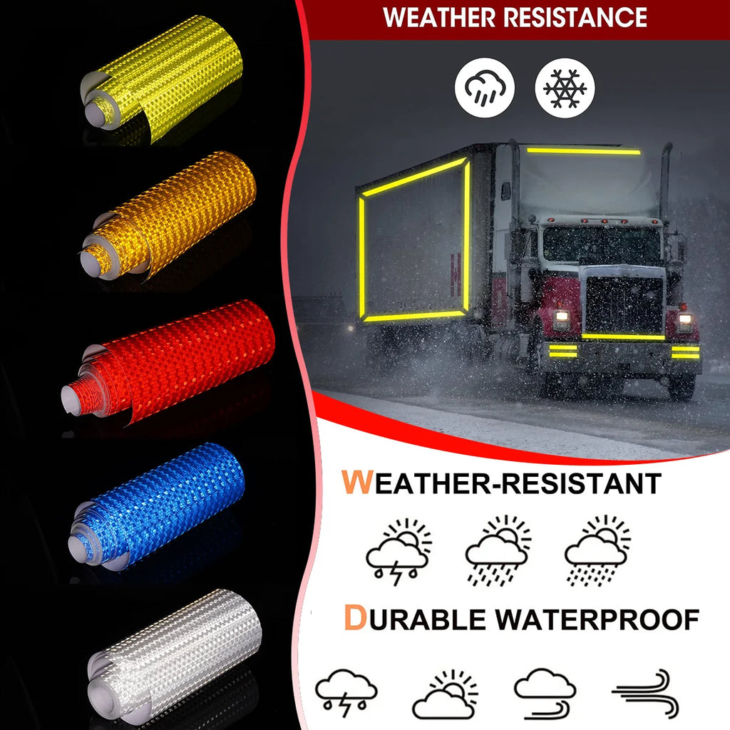 Reflective Safety Mark Tape Stickers Self Adhesive Warning Film for Car Motorcycle Auto Styling Qme