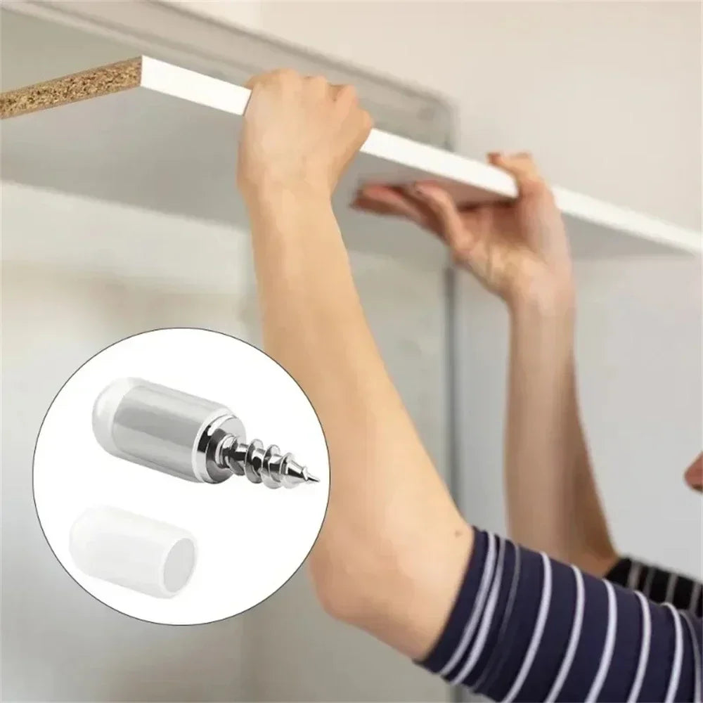 50Set Self Tapping Screw Layer Plate Holder Wardrobe Septum Brackets Fixed Screw Shelf Support Pegs with Non-Slip Sleeve Qme