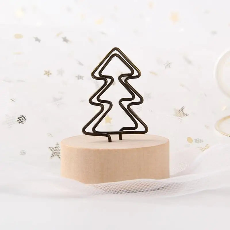 Mini Wooden Base Metal Photo Holders Creative Design Decor Photos Qme H