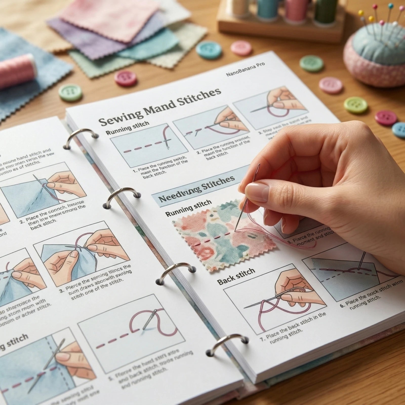 Sewing for Beginners - A User-Friendly Guide Book Adults Basic Hand Embroidery Stitches Step-By-Step Tutorials Sperical Gift Qme