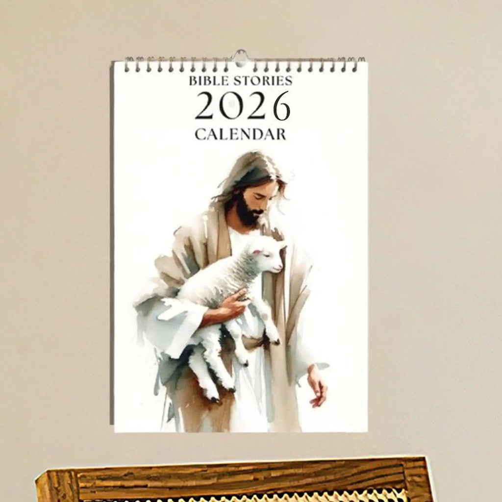 2026 Calendar 2026 Bible Story Religious Wall Calendar Inspirational Christian Planner Art Religious Home Decor for Bedroom Qme
