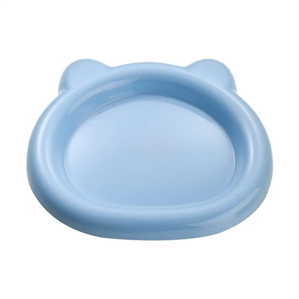 Plastic Cat Shape Bowl Wide Food Bowls Wet Dry Shallow Dish Anti-fall Qme Blue