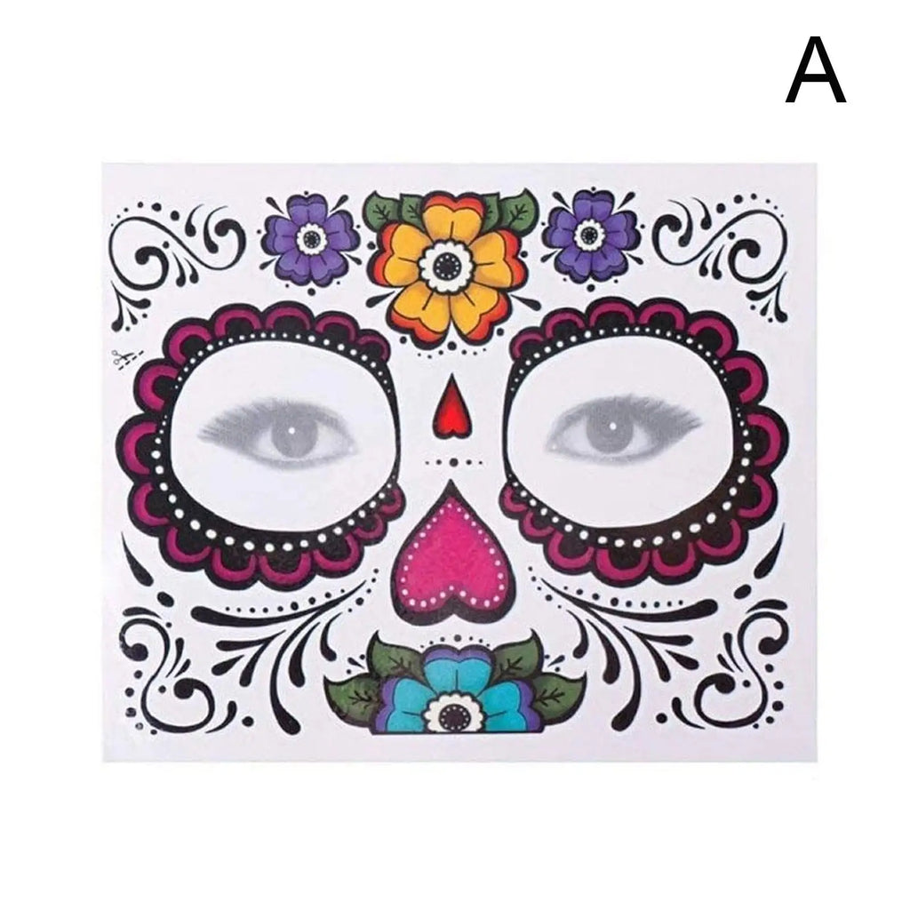 Day Of The Dead Face Tattoos, 13 Sheets Sugar Skull Temporary Face Tattoos Stickers For Halloween Party Facial Makeup Stickers Qme A China