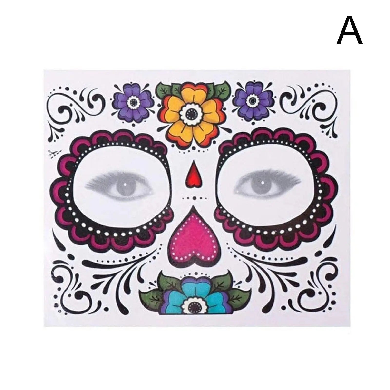 Day Of The Dead Face Tattoos, 13 Sheets Sugar Skull Temporary Face Tattoos Stickers For Halloween Party Facial Makeup Stickers Qme A China