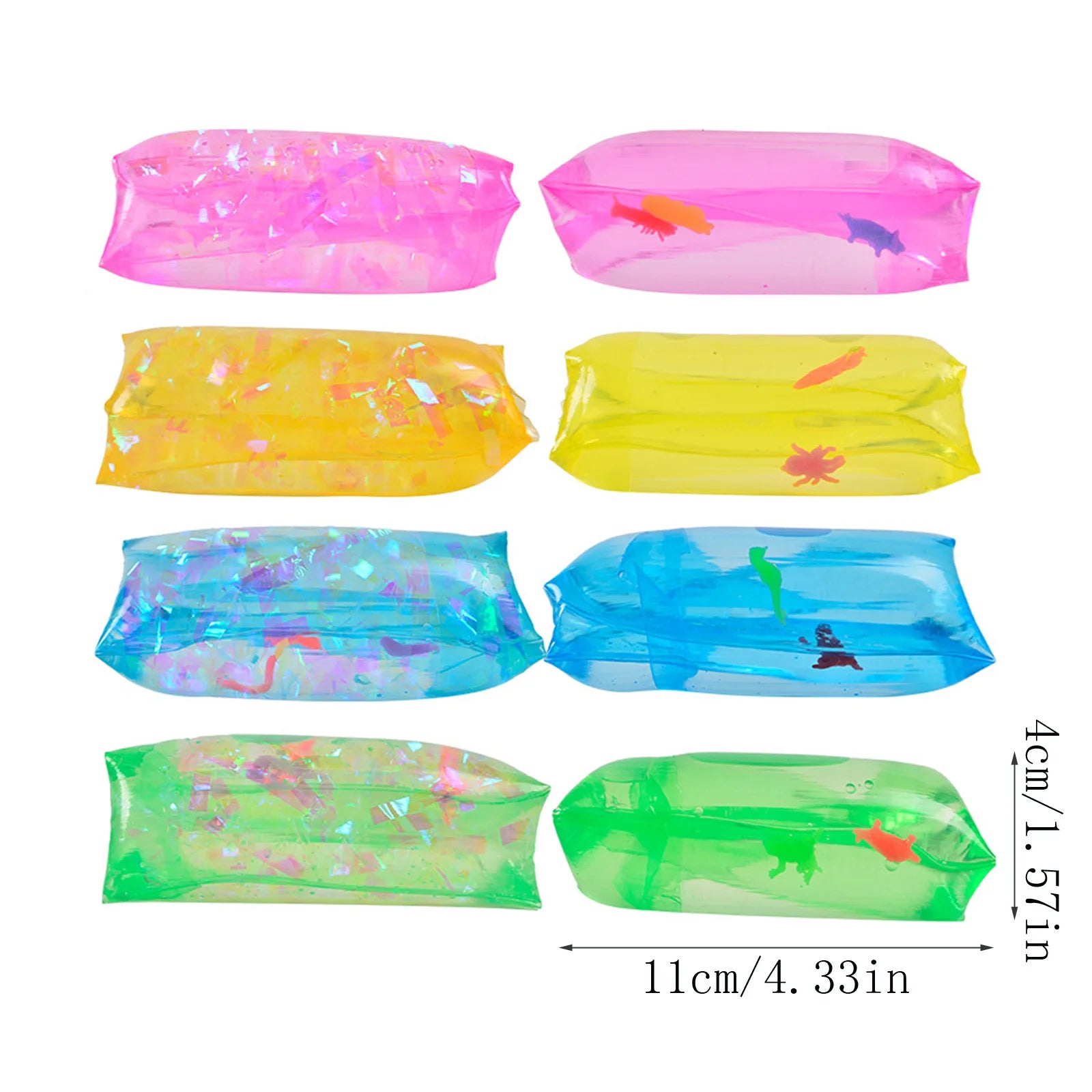 Colorful Random One Smooth Slippery Wiggly Stress Relief Toy with Confetti and Sea Creatures for Kids and Adults Fun Gifts Qme