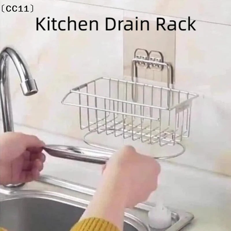 Stainless Steel Kitchen Drain Rack Basket Sink Side Storage Qme
