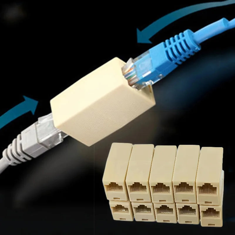 50PCS Network 8P8C Dual Connector 2-Wire 8-Core Cat5 Ethernet RJ45 Female to Female Straight Through Adapter Qme