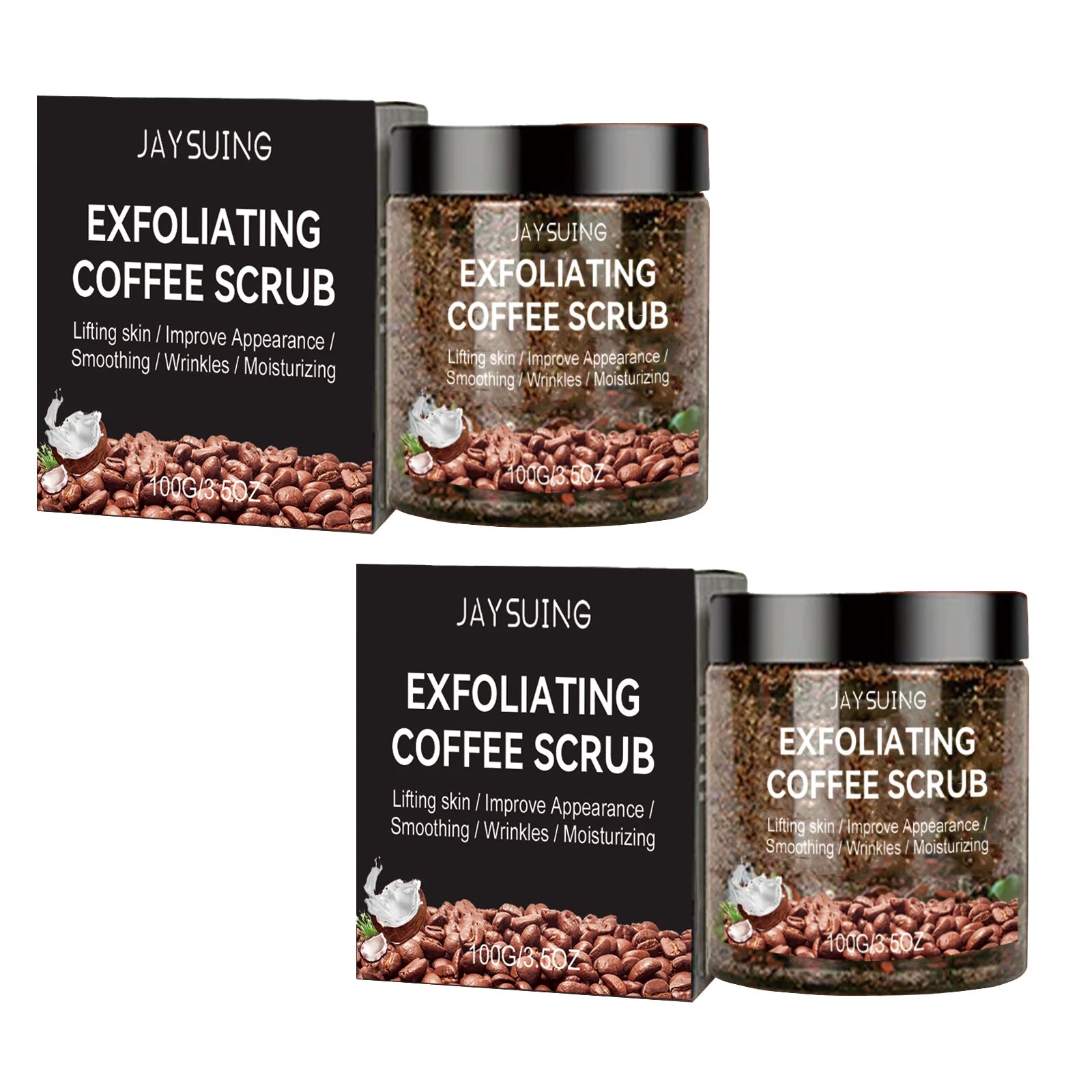 Coffee Exfoliating Scrub Remove Dead Skin Cleaning Smooth Moisturizing Body Brighten Skin Tone Nourish Scrub Suitable Whole Body Qme 2 X 100g boxed