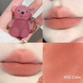 ART VALUE Cute Bear Lip Mud Keychain Matte Nude Red Lip Gloss Non-stick Cup Lipstick Waterproof Long Lasting Lipgloss Cosmetics Qme 02