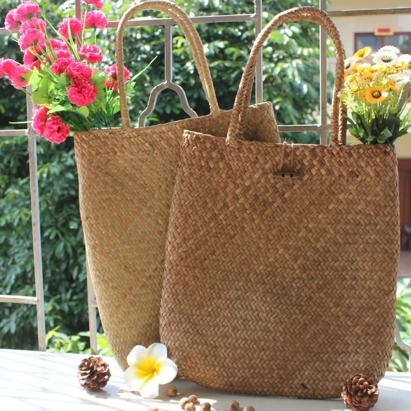 Grass Woven Fashionable Single Shoulder Handbag Home Foyer Desktop Qme