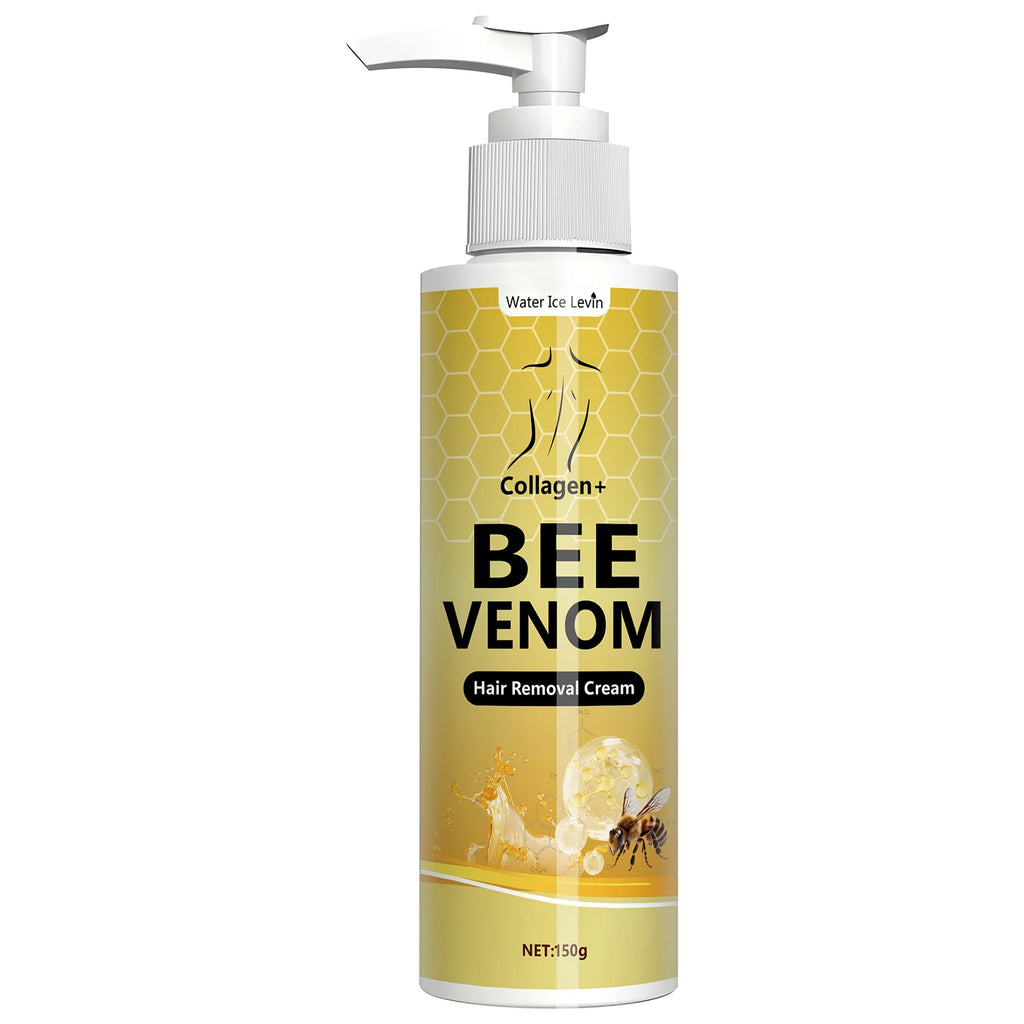 Lemon Bee Venom Hair Removal Cream, Used to Remove Hair from Areas Such as Beards and Underarms, Bikini Areas, with a Gentle Formula Suitable for All Skin Types Qme 150g Bottle