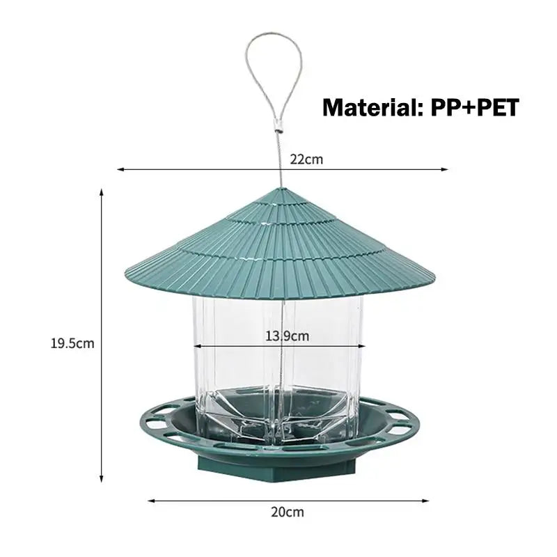 Waterproof Garden Gazebo Hanging Wild Bird Feeder Outdoor Container With Hang Rope Pet Birds Feeding House Type Bird Feeder Qme