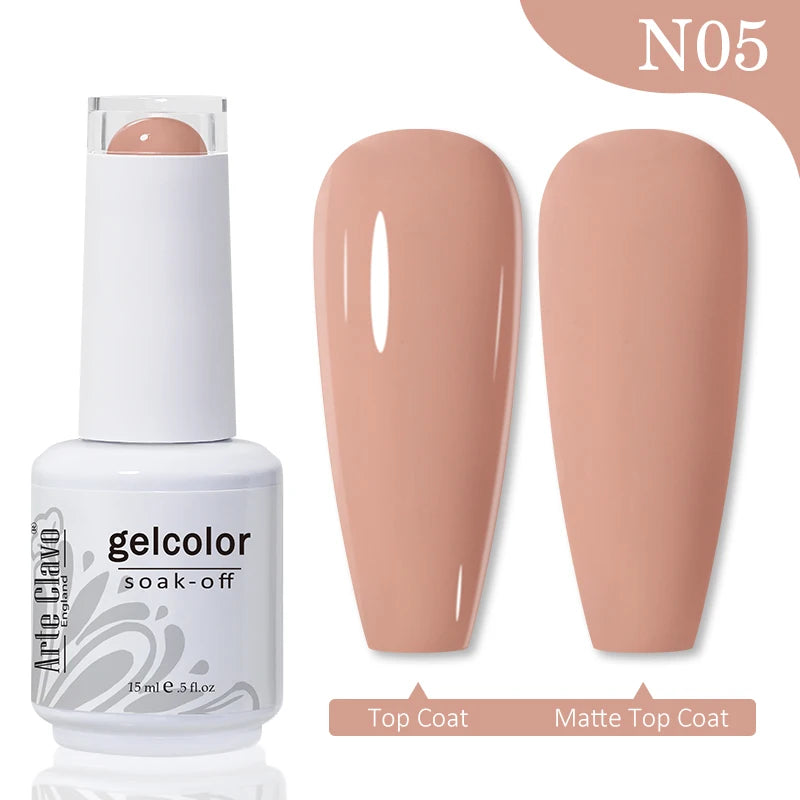 Arte Clavo15ml Gel Nail Polish Art Nude Colors Colorful Soak Off UV Qme N05