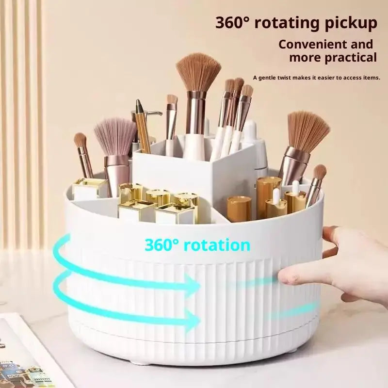 Bathroom Vanity Desktop Storage Holder Bag 360 Rotating Makeup Brush Qme