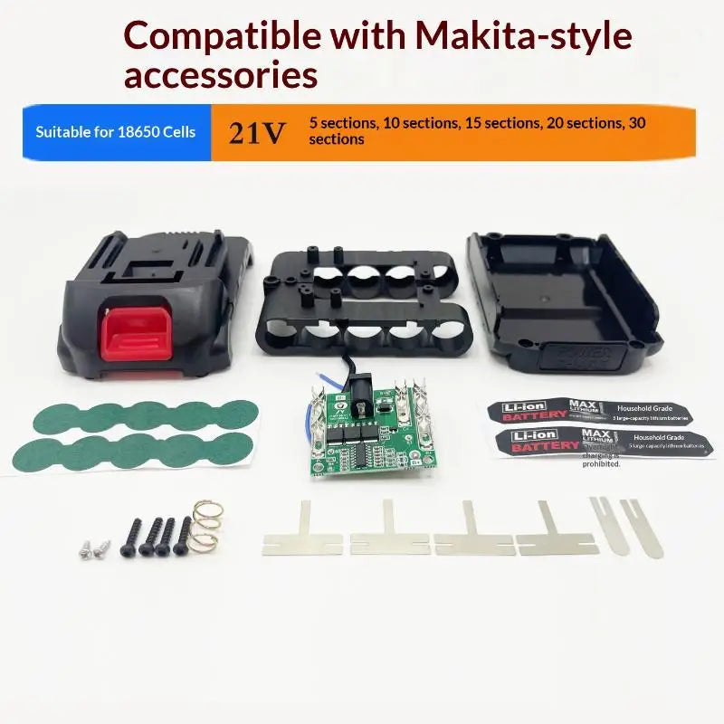 21V Battery Case Screwdriver 5X 10X 15X 20X 30X 18650 Holder 5S 50A Qme