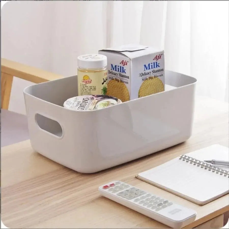 Storage Box Household Drawer Plastic Storage Desktop Storage Box Cosmetics Grocery Snack Storage Basket Kitchen Qme