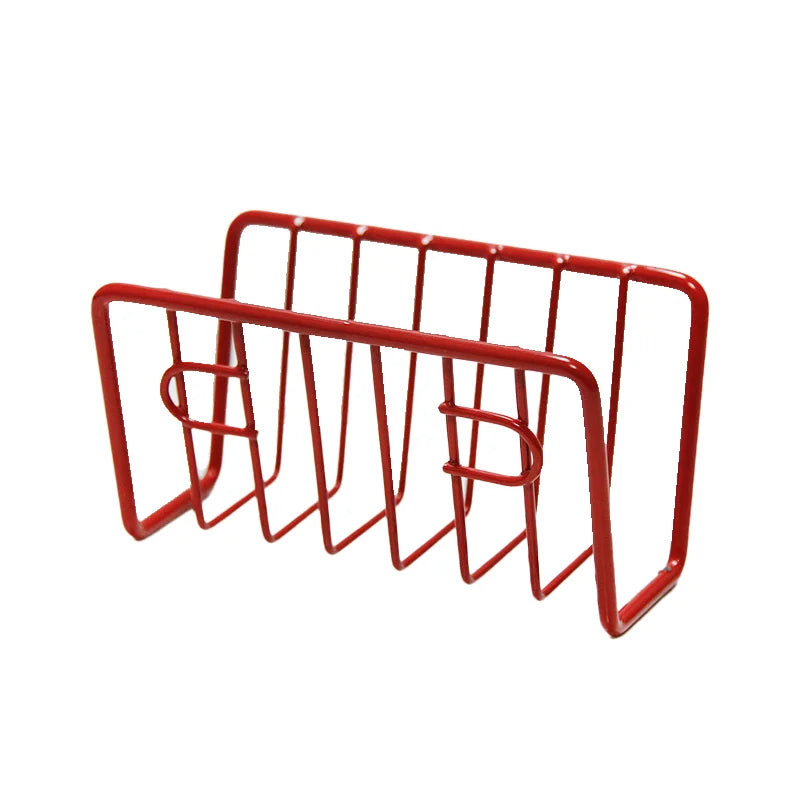 No-Drill Iron Sponge Holder Rack - Over Sink Draining Shelf, Wall-Mounted Kitchen Organizer for Dish Scrubber & Soap Dispenser Qme Red