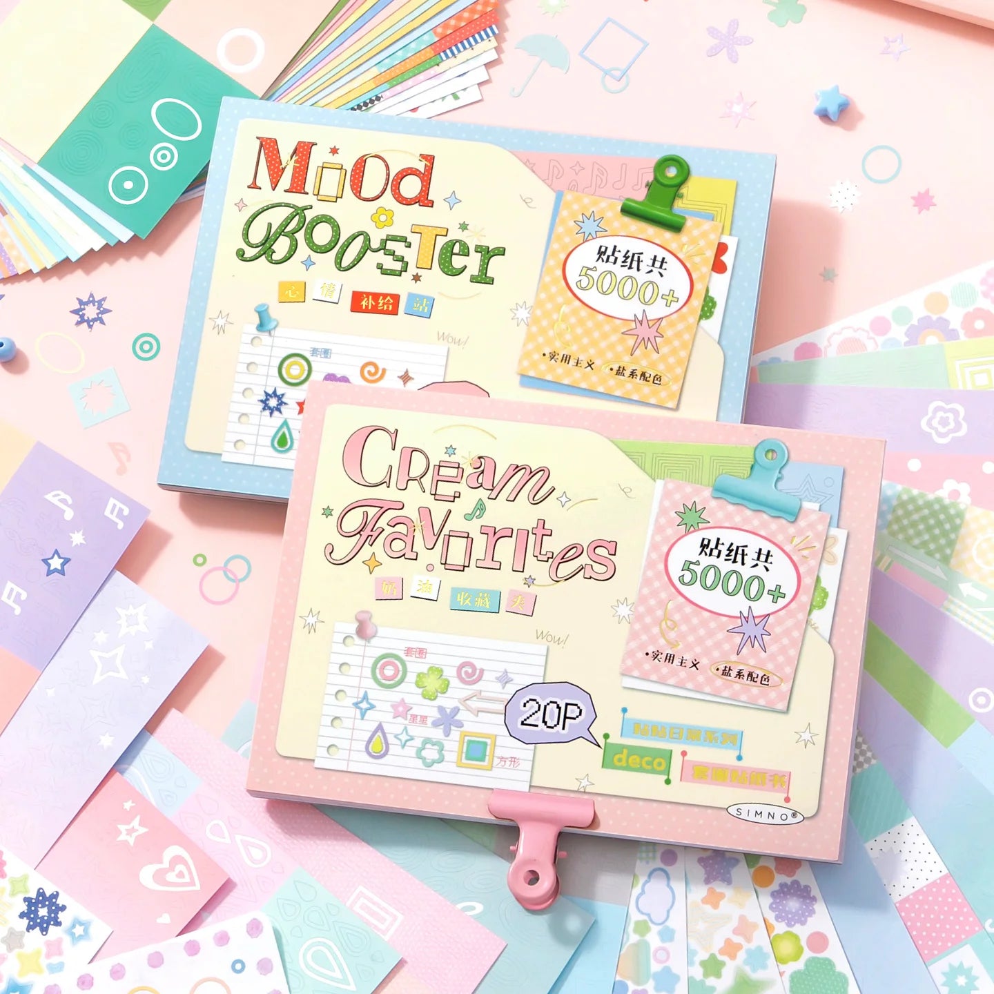 Cute Cartoon PET Die Cut Stickers Book 20/40 Sheets Decorative Scrapbooking Material Handmade Diary Japanese Stationery Supplies Qme AB