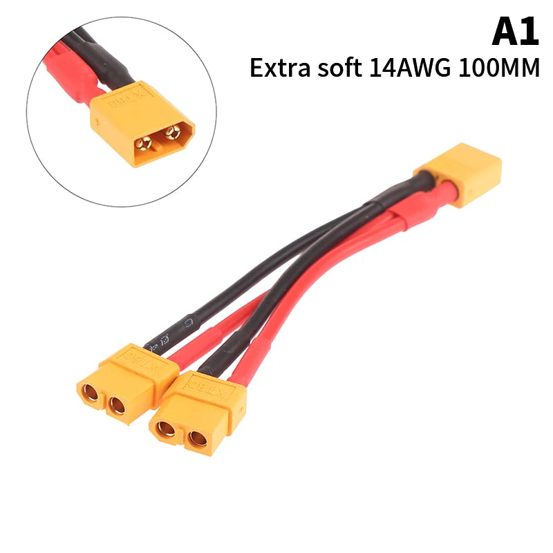 Male Female Cable Dual Extension Y Splitter 3-Way 14AWG Silicone Wire Qme 1 male to 2 female