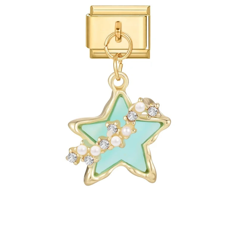 1Pc luxurious Italian style steel Stainless pendants inlaid with artificial zircon exquisite charm elegant Butterfly Moon Stars Qme Style 3